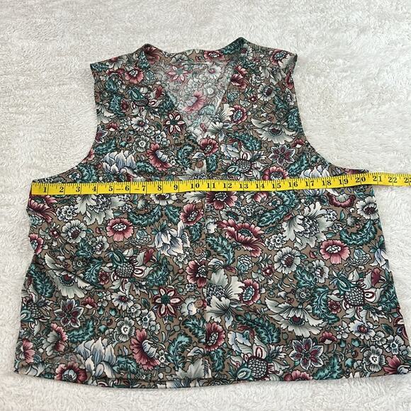 Vintage 60s 70s Ship n' Shore floral print Vest and skirt suit, 14 - Picture 7 of 12